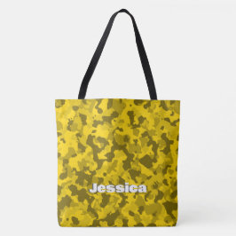 Monogramm Name auf gelber Camouflage | Tasche