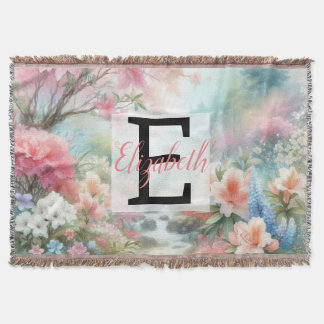 Monogramm-Name auf vintage Aquarell-Blumenpark Decke