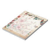 Monogramm-Name auf vintage-Aquarellblumen Notizblock (Rotiert)