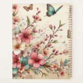 Monogramm-Name auf vintage-Aquarellblumen  Planer (Rückseite)