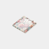 Monogramm-Name auf vintage-Aquarellblumen Post-it Klebezettel (angewinkelt)