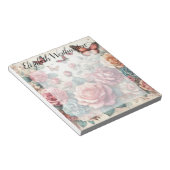 Monogramm-Name auf Vintage-Wasserfarbenblumen  Notizblock (angewinkelt)