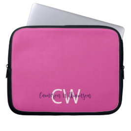 Monogramm Name Ausgereift Solid Vibrant Pink Laptopschutzhülle