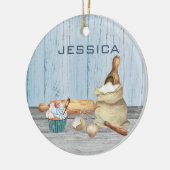 Monogramm-Name Backen Backgeschenk Keramik Ornament (Links)