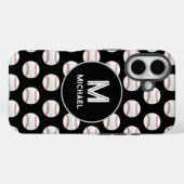 Monogramm Name Baseball Nahtloses Muster Schwarz Case-Mate iPhone Hülle (Rückseite (Horizontal))