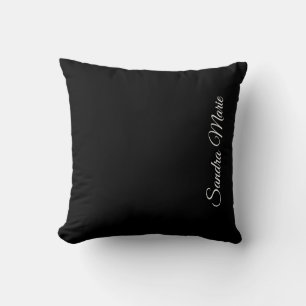 Monogramm Name Basic Schwarz Einfarbig Kissen