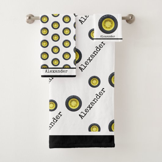 Monogramm Name Basketball Orange auf weißem Bath T Badhandtuch Set (Insitu)