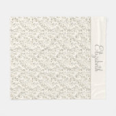 Monogramm Name Beige Grau Braun Botanisch Neutral Fleecedecke (Vorderseite (Horizontal))