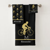 Monogramm Name Bicycle Gold Black Badhandtuch Set (Insitu)
