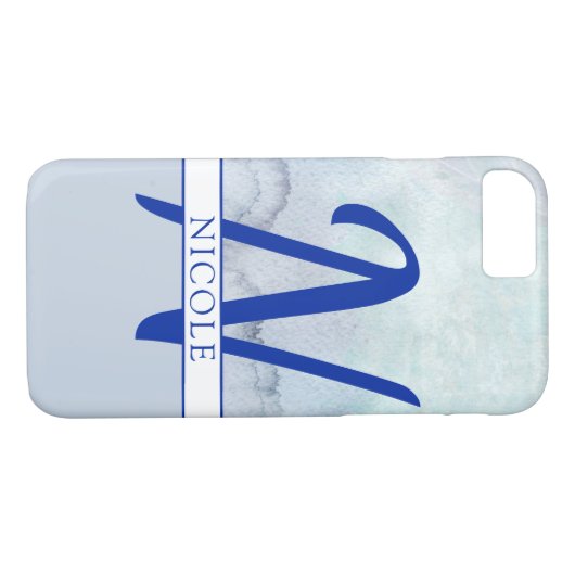 Monogramm Name Blau Farbe Case-Mate iPhone Hülle (Rückseite (Horizontal))