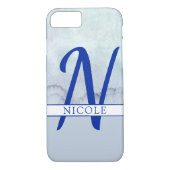 Monogramm Name Blau Farbe Case-Mate iPhone Hülle (Rückseite)