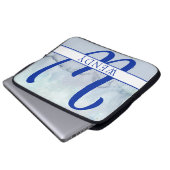 Monogramm Name Blau Farbe Laptopschutzhülle (Vorne Knopf)