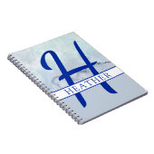 Monogramm Name Blau Farbe Notizblock (Rechte Seite)