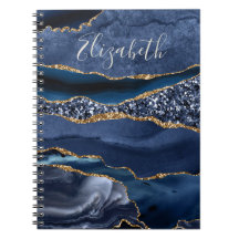 Monogramm Name Blau Gold Glitzer Achat-Marmor