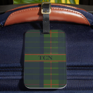 Monogramm Name Blau Grün Rot Tartan Karo Gepäckanhänger