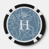 Monogramm Name Blau Moderne Wildblume Pokerchips (Rückseite)