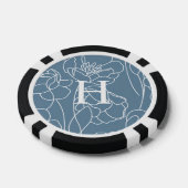 Monogramm Name Blau Moderne Wildblume Pokerchips (Einzeln)