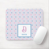 Monogramm Name Blau und rosa Muster Mouse Pad Mousepad (Mit Mouse)
