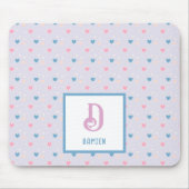 Monogramm Name Blau und rosa Muster Mouse Pad Mousepad (Vorne)