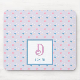 Monogramm Name Blau und rosa Muster Mouse Pad Mousepad