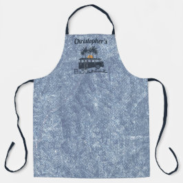 Monogramm Name Blauer Grill Schürze