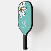 Monogramm Name Blume Daisy Pickleball Schläger (Links)