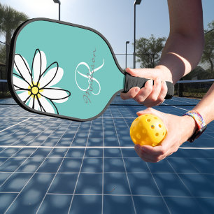 Monogramm Name Blume Gänseblume Pickleball Schläger