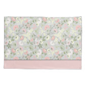 Monogramm Name Blume Rosa grüne Wohngestaltung Kissenbezug (Rückseite)