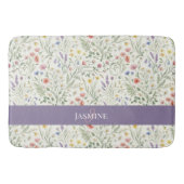 Monogramm Name Blumen Wildblume Boho Lavendel Chic Badematte (Vorderseite)