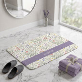 Monogramm Name Blumen Wildblume Boho Lavendel Chic Badematte