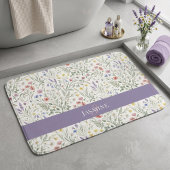 Monogramm Name Blumen Wildblume Boho Lavendel Chic Badematte