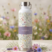 Monogramm Name Blumen Wildblume Boho Lavendel Chic Trinkflasche