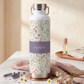 Monogramm Name Blumen Wildblume Boho Lavendel Chic Trinkflasche