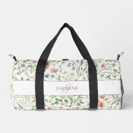 Monogramm-Name Blumen-Wildblumen-Muster Fitnessstu Duffle Bag