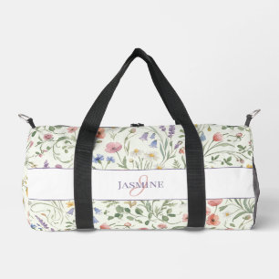Monogramm-Name Blumen-Wildblumen-Muster Fitnessstu Duffle Bag