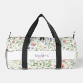 Monogramm-Name Blumen-Wildblumen-Muster Fitnessstu Duffle Bag (Rückseite)