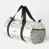 Monogramm-Name Blumen-Wildblumen-Muster Fitnessstu Duffle Bag (Rechte Ecke)