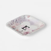 Monogramm Name Blumenherzen romantische Wasserfarb Pappteller (Gewinkelt)