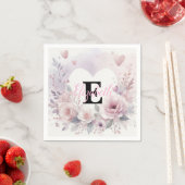 Monogramm-Name Blumenherzen romantische Wasserfarb Serviette (Beispiel)