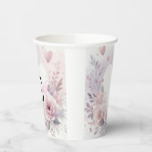 Monogramm-Name Blumenherzen romantisches Wasserfar Pappbecher (Links)