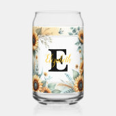 Monogramm Name Blumensonnenblume pastellfarben Dosenglas (Vorderseite)