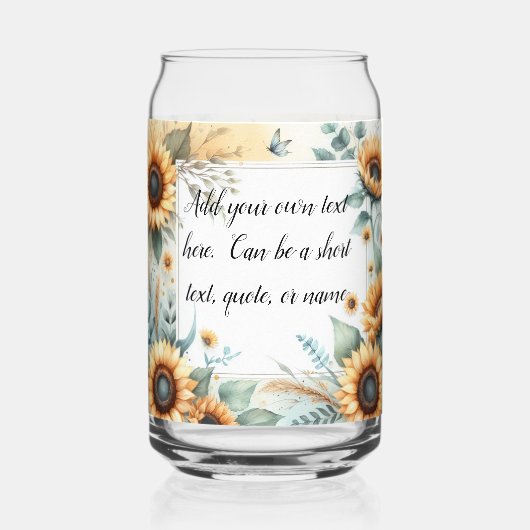 Monogramm Name Blumensonnenblume pastellfarben Dosenglas (Rückseite)