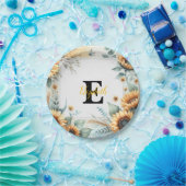 Monogramm Name Blumensonnenblume pastellfarben Pappteller (Party)