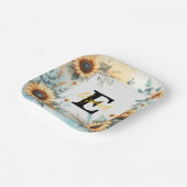 Monogramm Name Blumensonnenblume pastellfarben Pappteller (Gewinkelt)