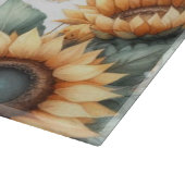 Monogramm Name Blumensonnenblume pastellfarben Schneidebrett (Ecke)