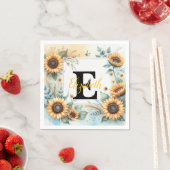 Monogramm Name Blumensonnenblume pastellfarben Serviette (Beispiel)
