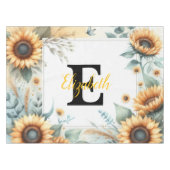 Monogramm Name Blumensonnenblume pastellfarben Tischdecke (Vorderseite (Horizontal))