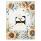 Monogramm Name Blumensonnenblume pastellfarben Tischdecke (Vorderseite)