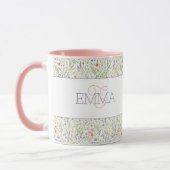 Monogramm Name Boho Lavendel Wildblumen Muster Tasse (Links)