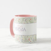 Monogramm Name Boho Lavendel Wildblumen Muster Tasse (Vorderseite Links)